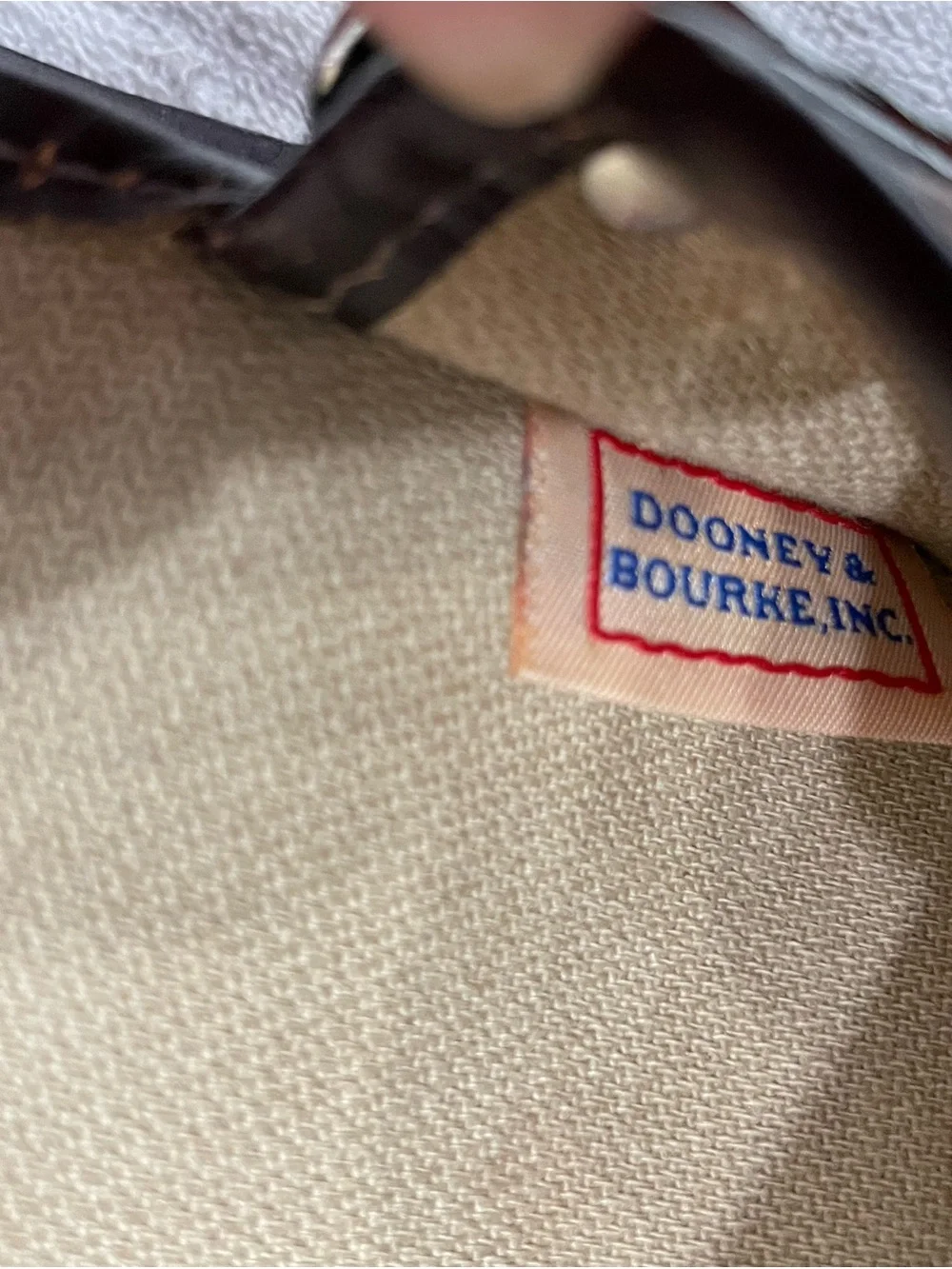 Vintage Dooney & Bourke Beige Canvas Wristlet with Dark Brown Trim